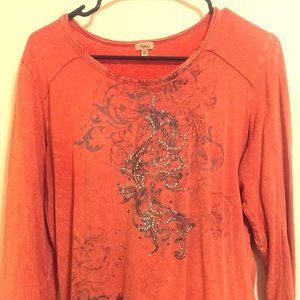 Orange, embellished longer shirt Reba